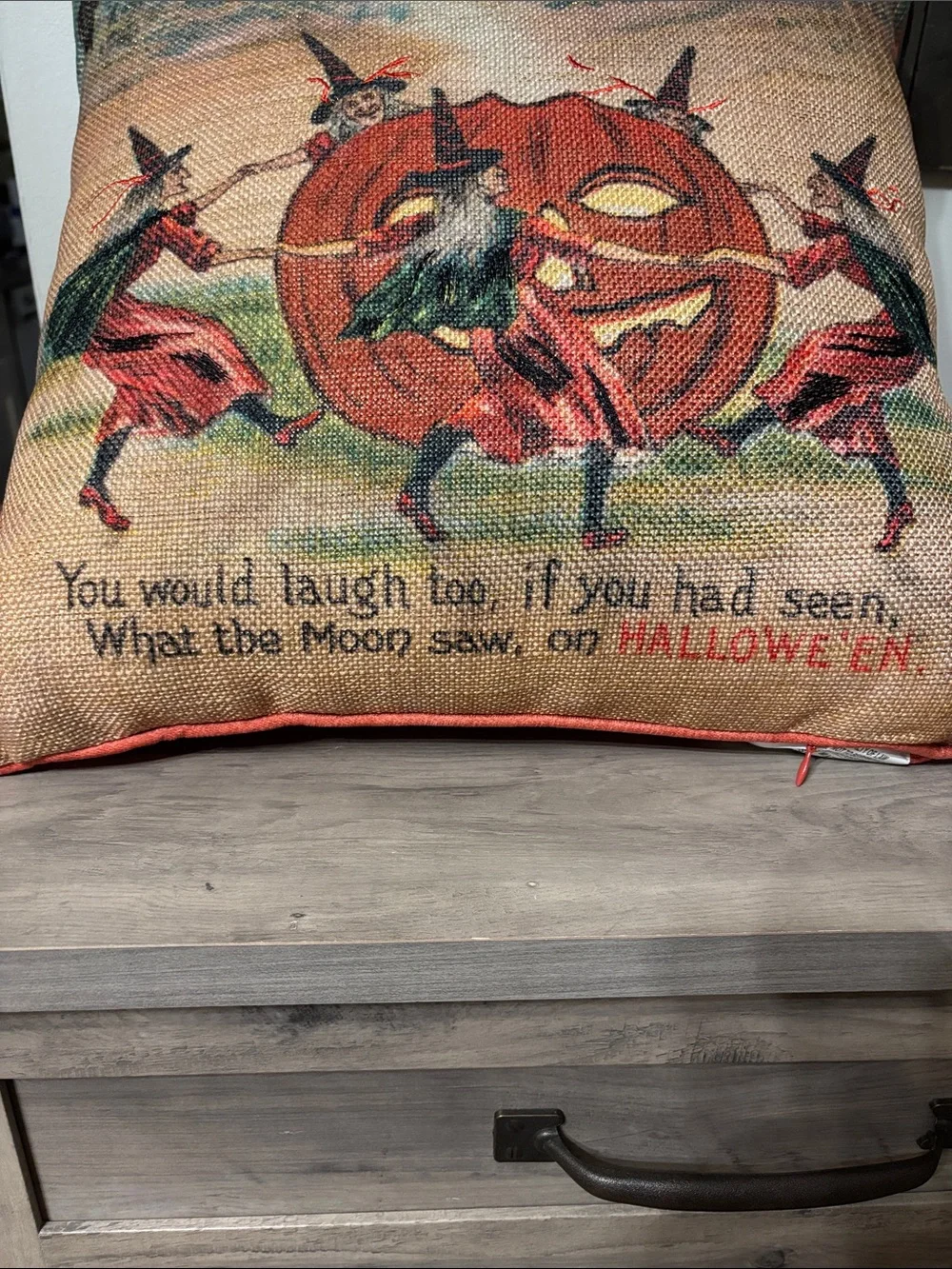 Vintage Inspired Witches Laughing 18 x 18 Halloween Throw Pillow  NEW